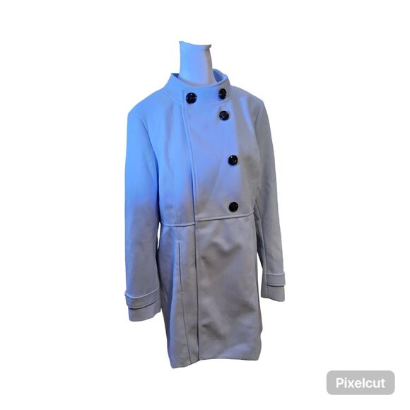 Allegra K Size Large Sky Blue Double Breasted Winter Coat - Picture 9 of 11